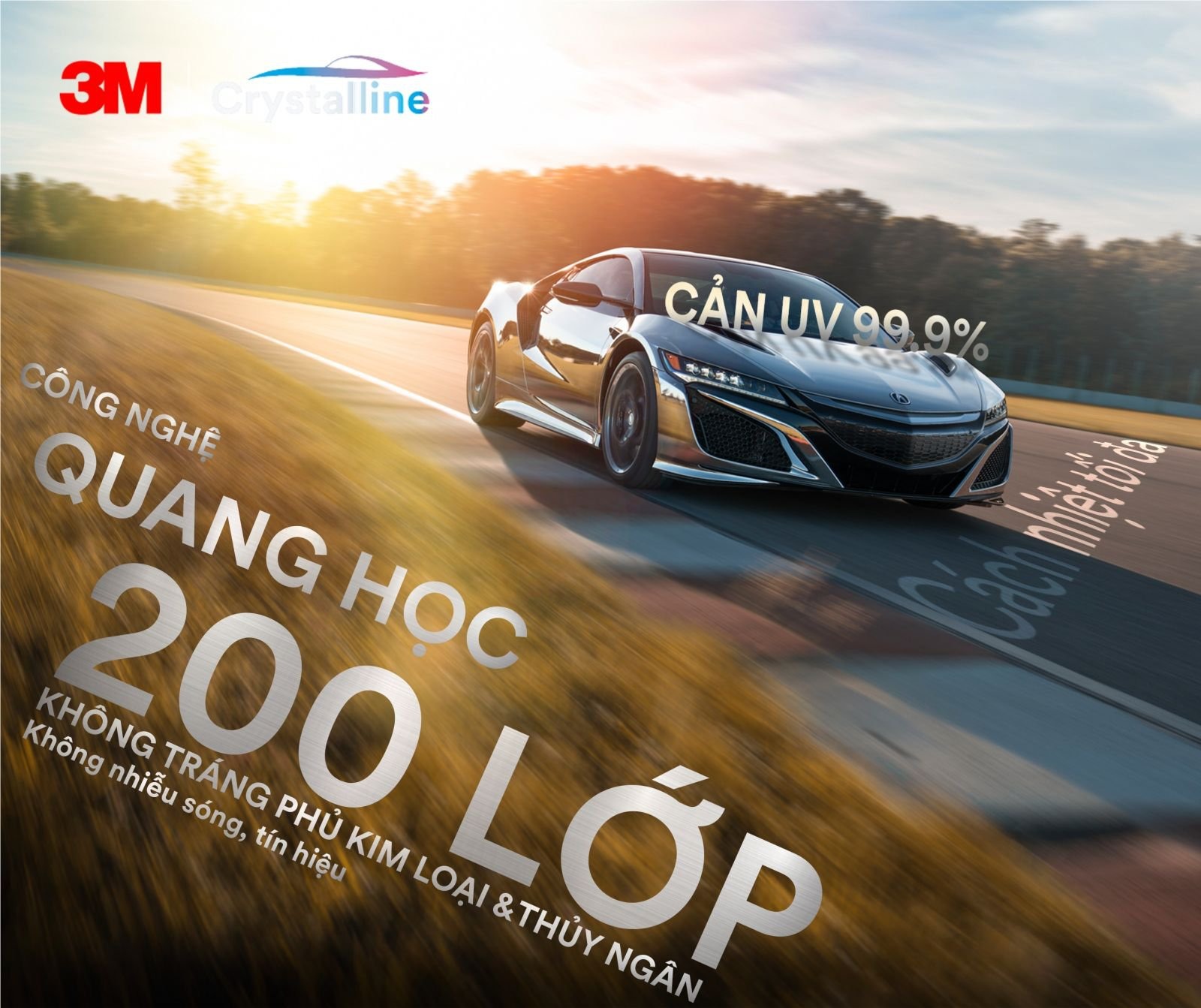 Phim cách nhiệt 3M Crystalline cho kính sườn (Giữa)